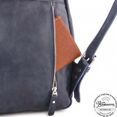 Женский кожаный рюкзак "Джессика" (синий антик)